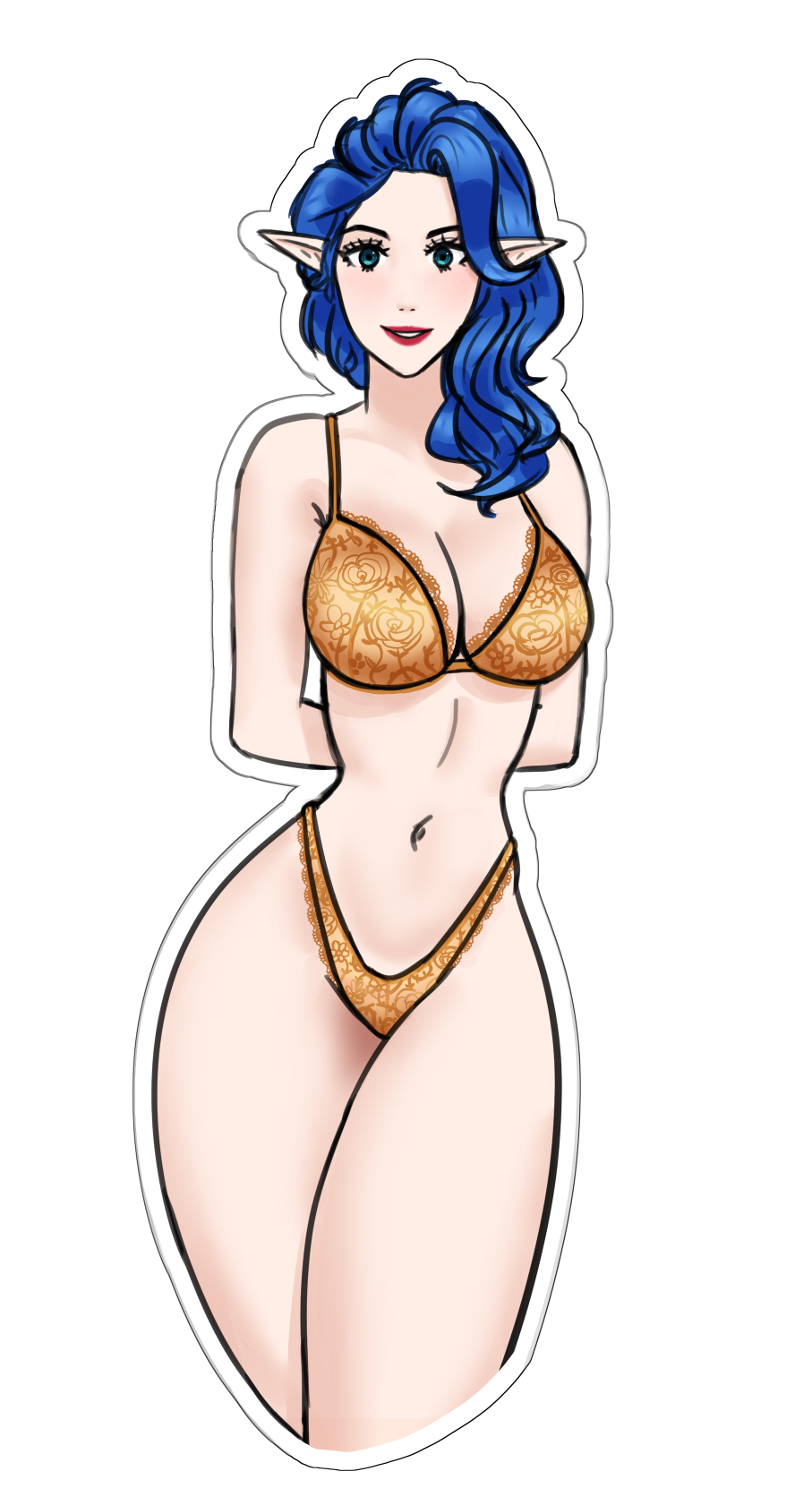 Red Lingerie Elf Sticker - Alt Version (Yuri from Dirty Pair)