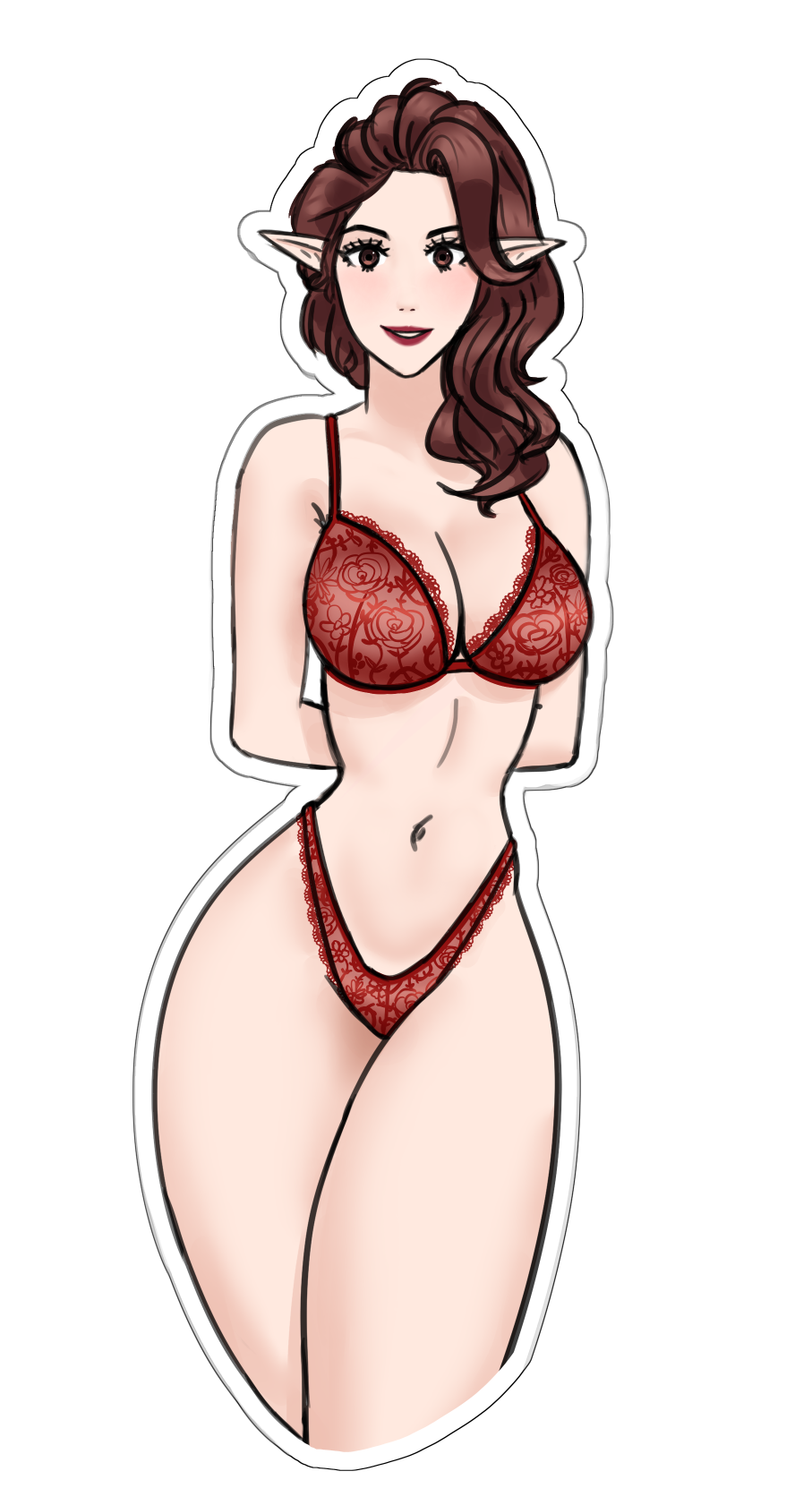 Red Lingerie Elf Sticker