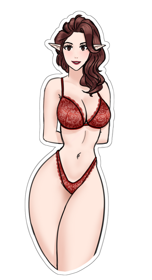 Red Lingerie Elf Sticker