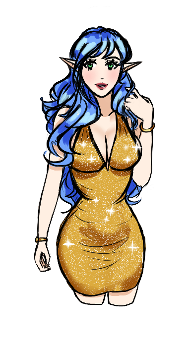 Blue Haired Elf Dress Sticker